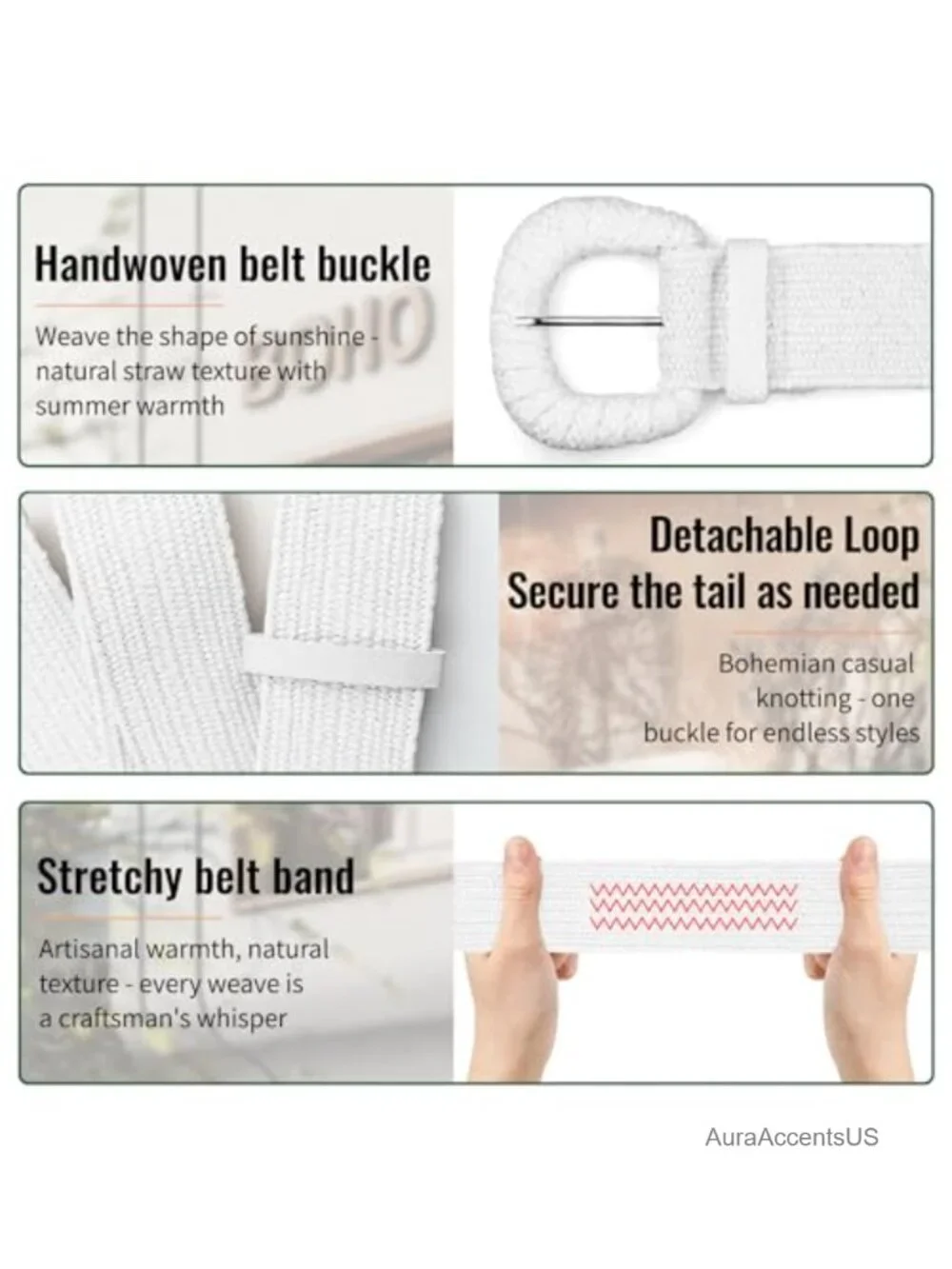 Straw Woven Elastic Belt, Boho Braided Raffia Waist Belt, Stretch Rattan Belt